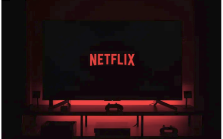 a television screen showing the netflix logo