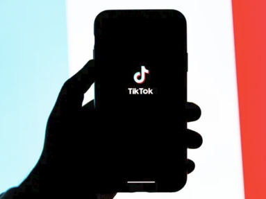 someone holding a phone showing tiktok